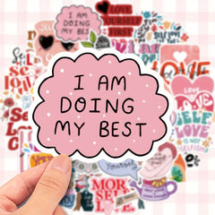 50 Self Care & Positivity Stickers - Vinyl Decals for Tech & More