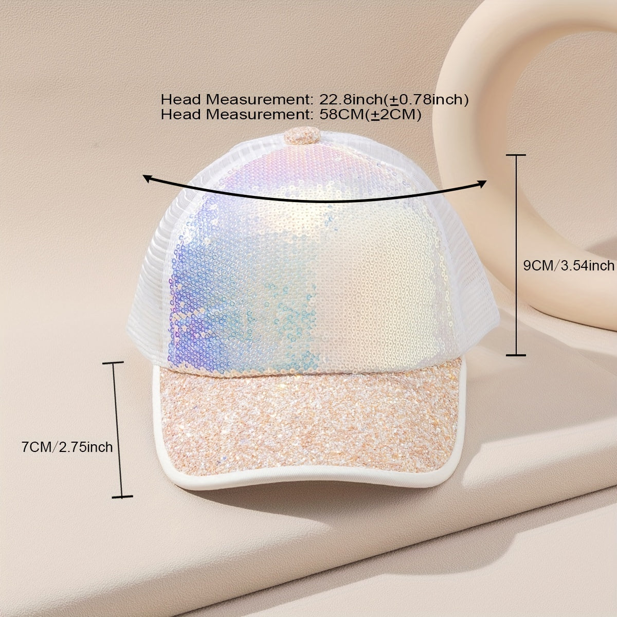 Sequin Mesh Trucker Hat Breathable Dad Hat For Women