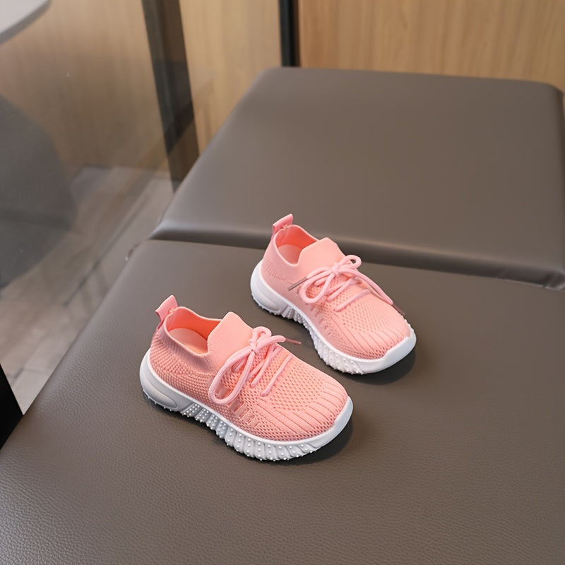 Solid Woven Shoes for Girls Lightweight Non-slip Sneakers All Seasons