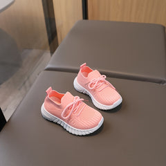 Solid Woven Shoes for Girls Lightweight Non-slip Sneakers All Seasons