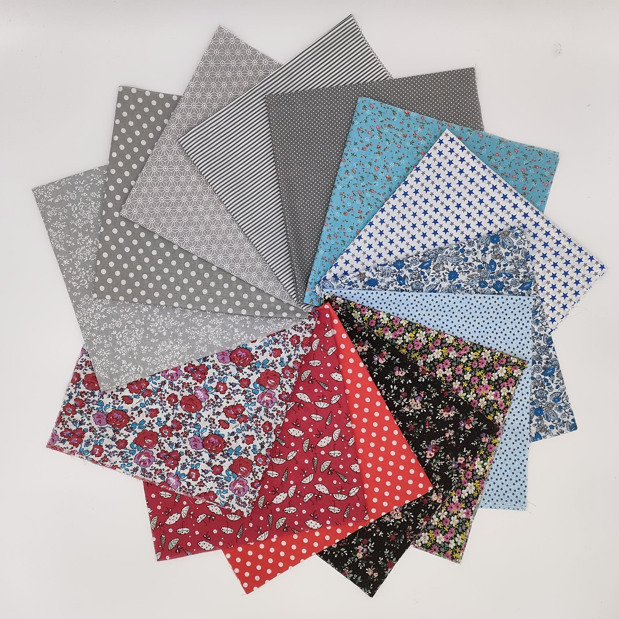 14pcs Plain Cotton Square Fabric Patchwork Fabric DIY Pre cut Cloth Craft Sewing