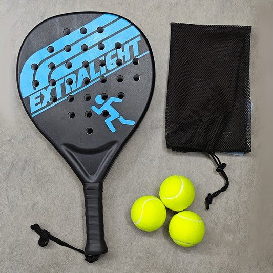 Lightweight Padel Racket With 3 Balls & Mesh Storage Bag