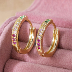 Colorful Zircon Ladies Round Earrings Women's Fine Jewelry
