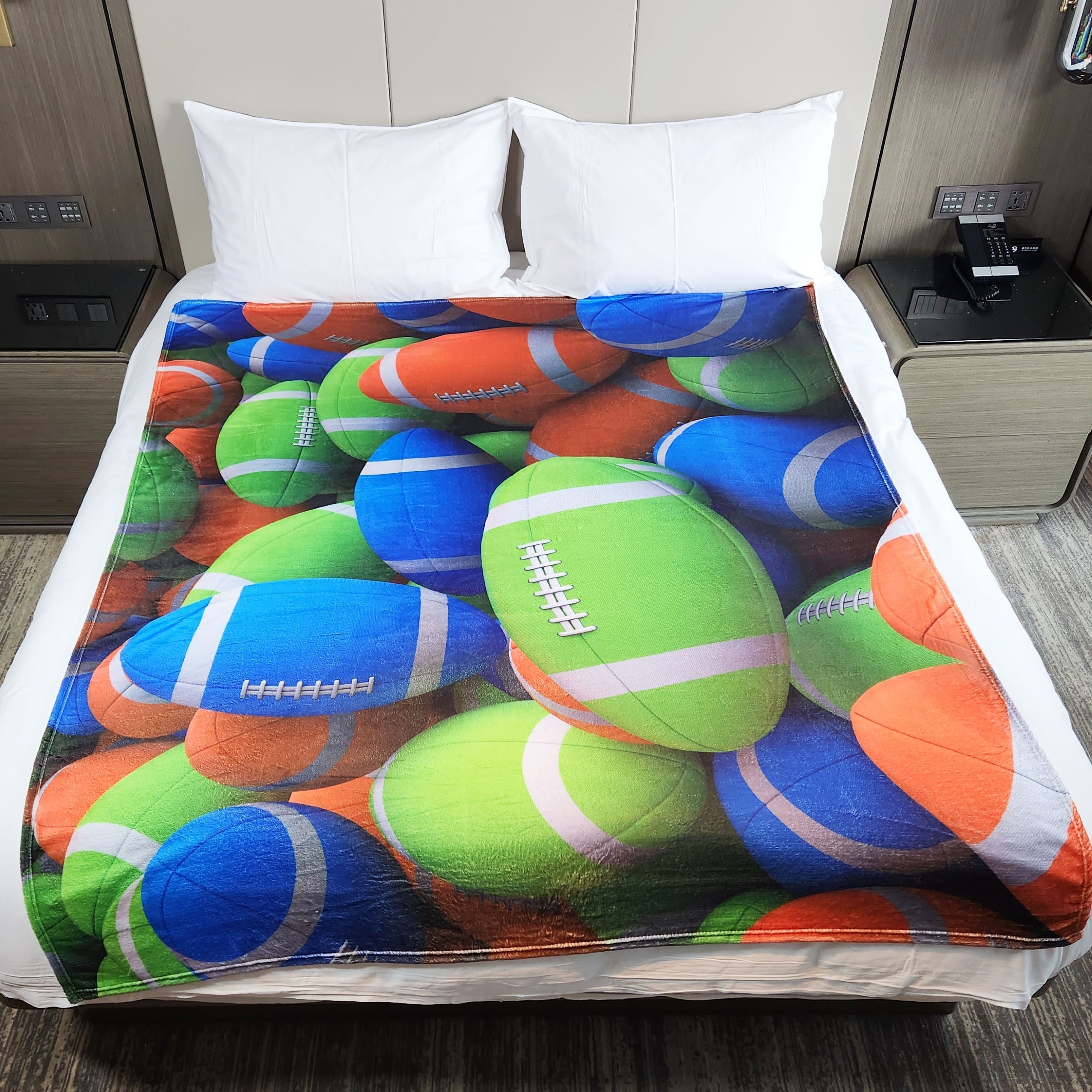 Warm Flannel Blanket with 3D Football Print