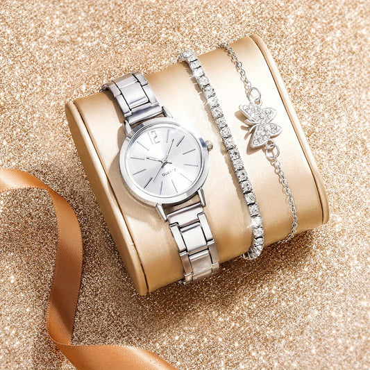 3pcs Small Fresh Digital Alloy Children Quartz Watch
