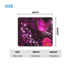 Square Sewn Edge Mouse Pad Butterflies Flying Flowers Pattern