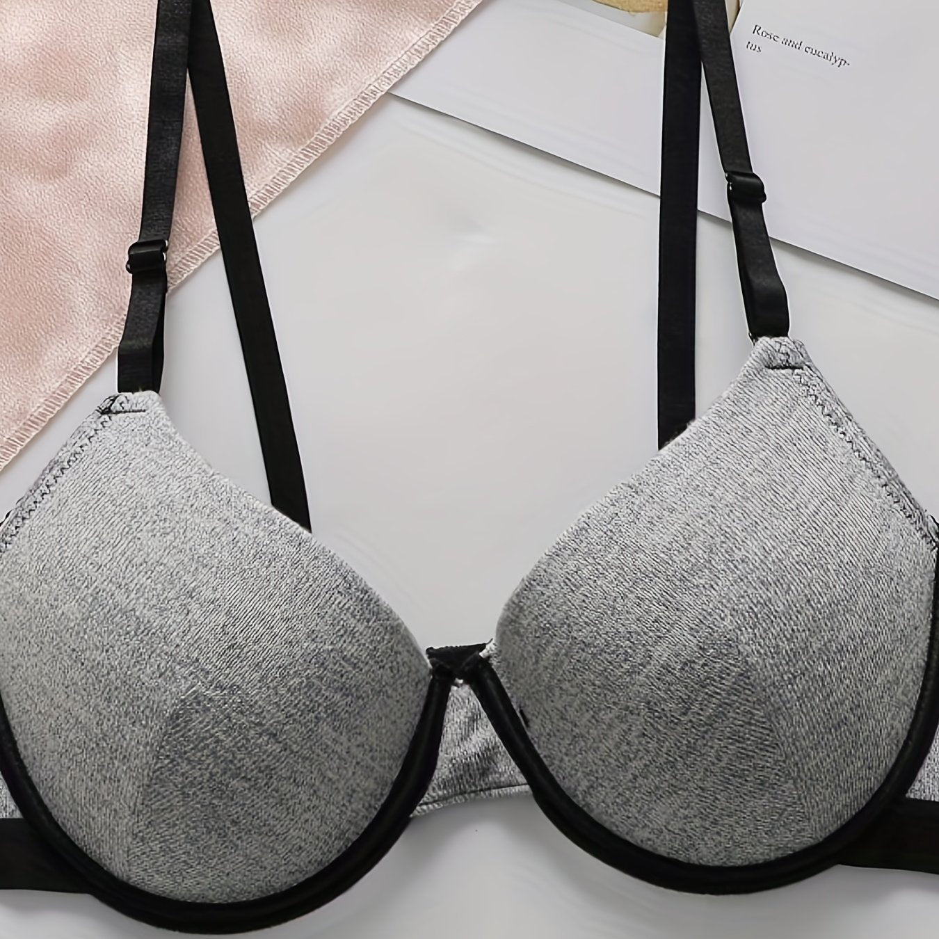 Colorblock Trim Push Up Bra Comfy & Breathable Intimates Bra Women's Lingerie