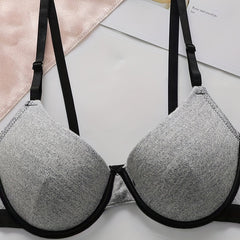Colorblock Trim Push Up Bra Comfy & Breathable Intimates Bra Women's Lingerie