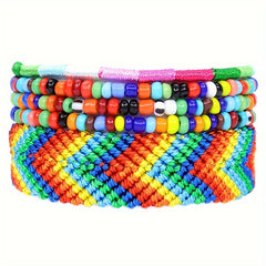 5-Piece Rainbow Bracelet Set Friendship Wristband Boho Bracelet for Friends