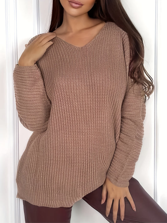  V Neck Casual Sweater Long Sleeve Jumper