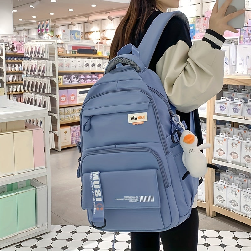 Large Capacity Casual Backpack Fashionable Backpack Solid School Bag