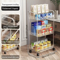 Acrylic Utility Cart Rolling Organization Cart Multifunctional Storage Shelves