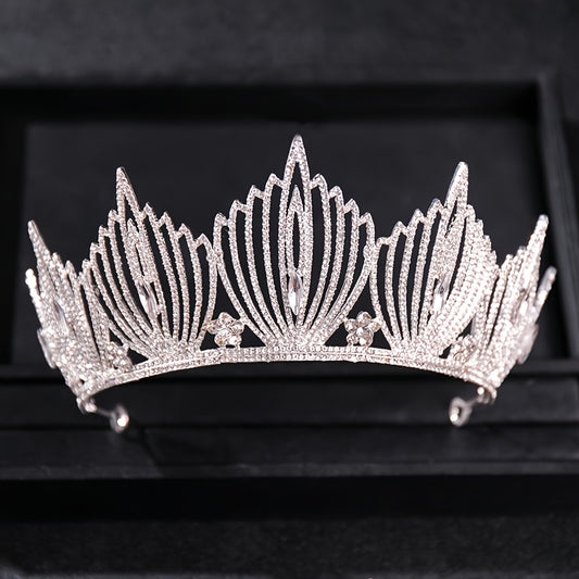 Golden Vintage Queen Crown Rhinestone Tiara Prom Hair Accessories