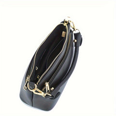 Women's Leather Convertible Shoulder Bag Spacious Tote Dark Brown Tan