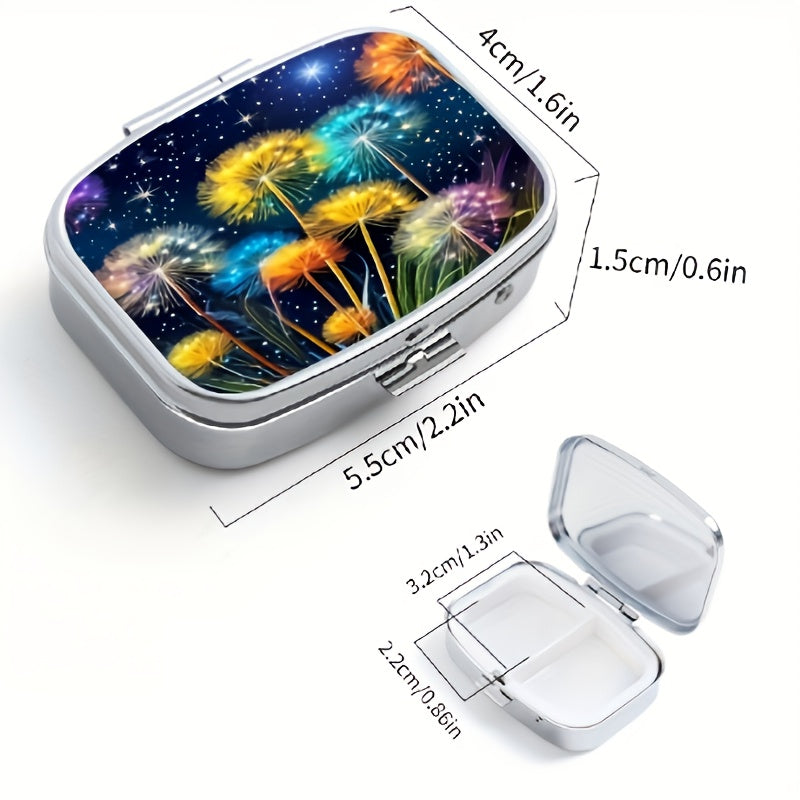Starry Sky Pattern Medicine Box 2 Compartment Metal Pill Box