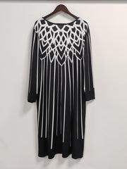  Floral Print Long Sleeve Notched Neck Dress