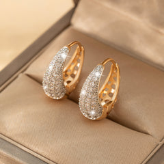 Hollow Earrings 14K Plated Zircon Sparkling Ladies Earrings