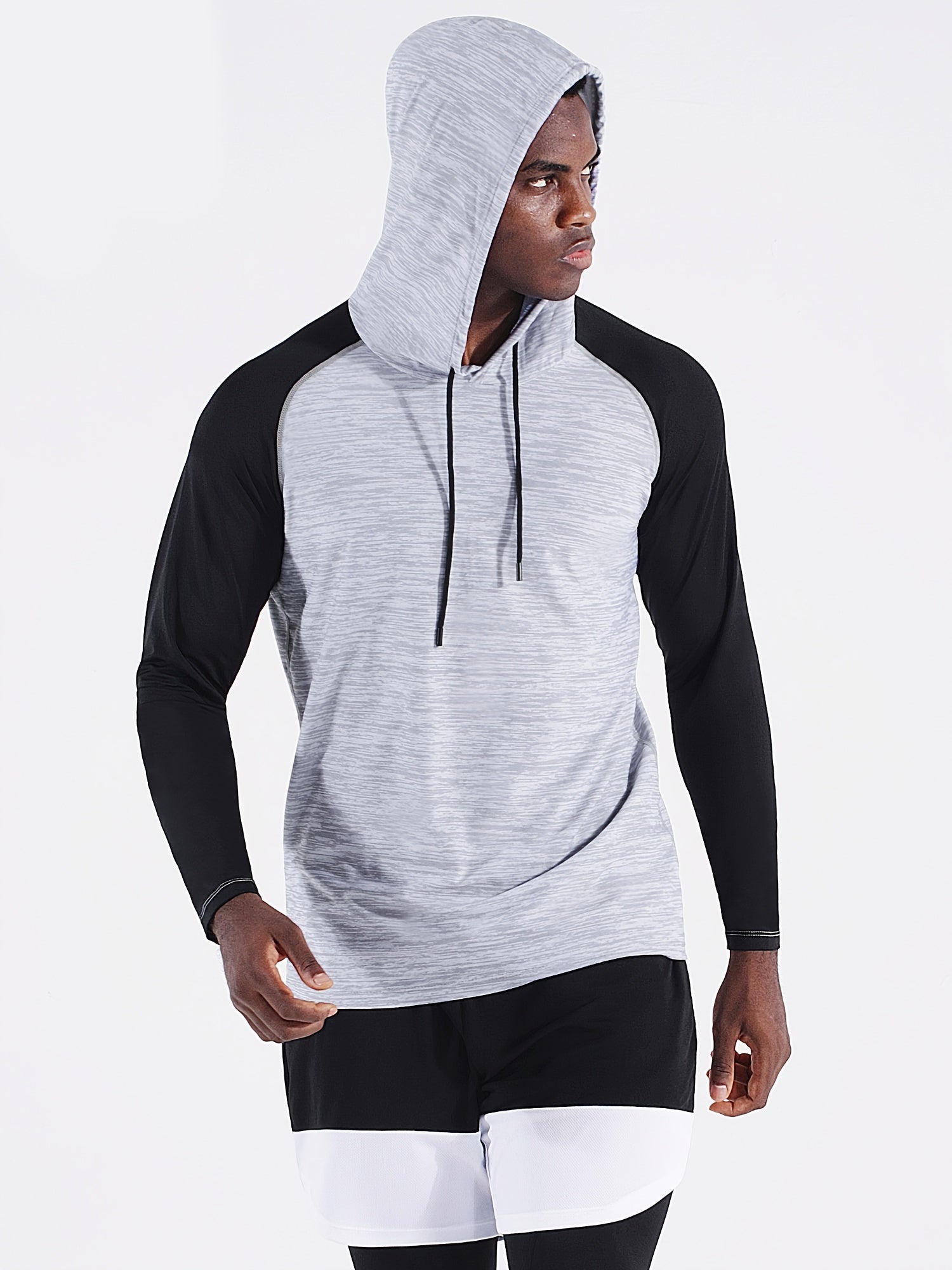Quick Dry Men's Long Sleeve Hoodie for Fitness Run