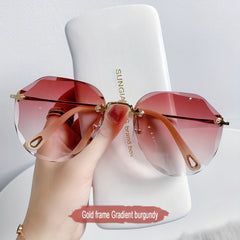 Large Rimless Sunglasses Gradient UV400 Sun Shades for Driving