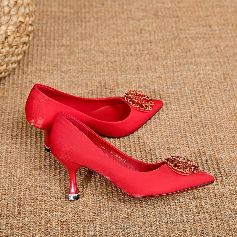 Rhinestone Pointed Toe High Heels Slip On Stiletto Pumps