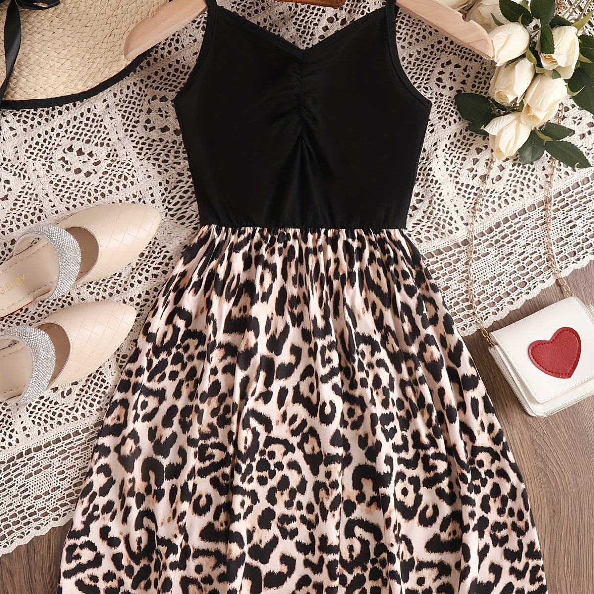 Girls Leopard Print Cami Dress for Party Beach Vacation