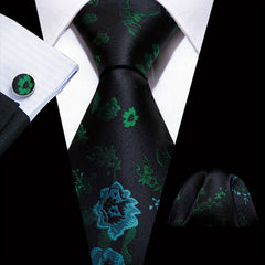 Barry Wang Men's Tie Floral Jacquard Set