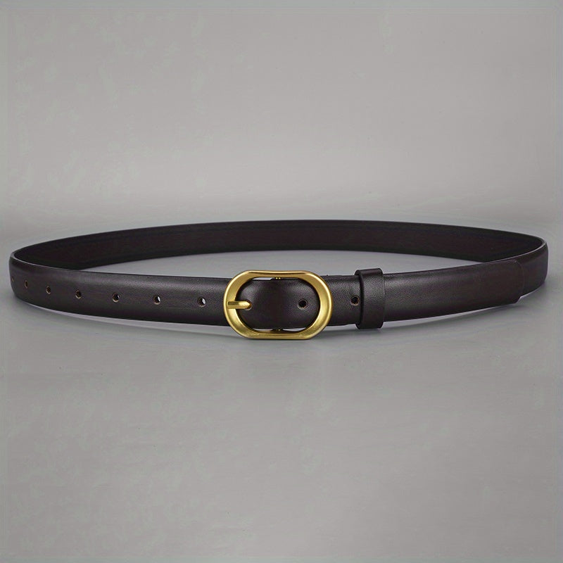 Women's Oval Pin Buckle PU Belt for Jeans Pants