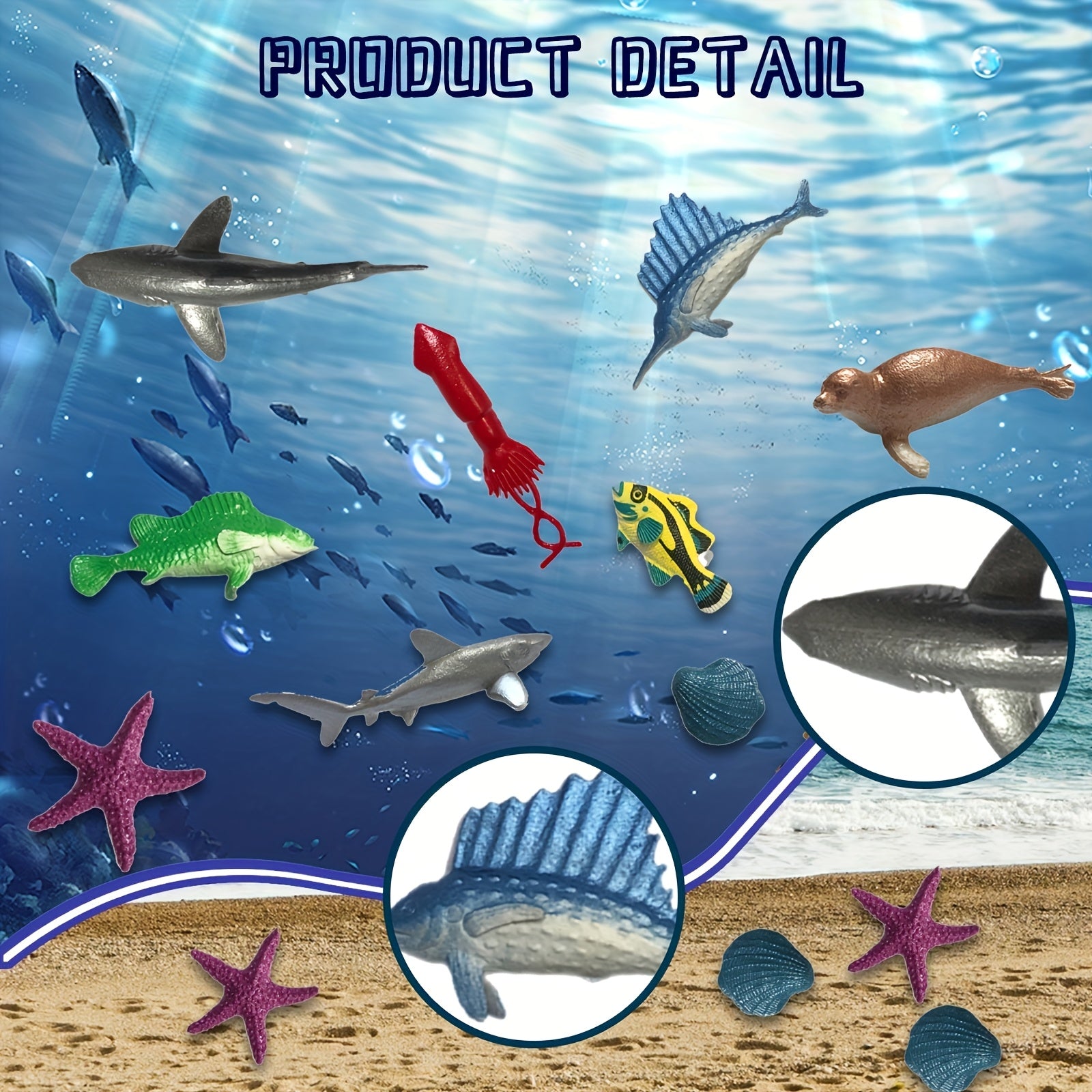 16pcs Mini Ocean Creatures Set Realistic Educational Beach Play