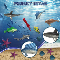 16pcs Mini Ocean Creatures Set Realistic Educational Beach Play