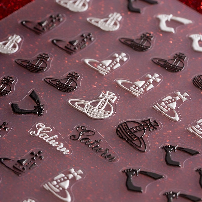3D Happy Planet Nail Stickers English Letters Self-adhesive Decals