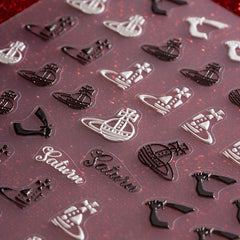 3D Happy Planet Nail Stickers English Letters Self-adhesive Decals