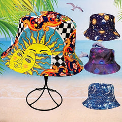 Unisex Sunshade Bucket Hat Sun Sea Pattern Outdoor Vacation Travel