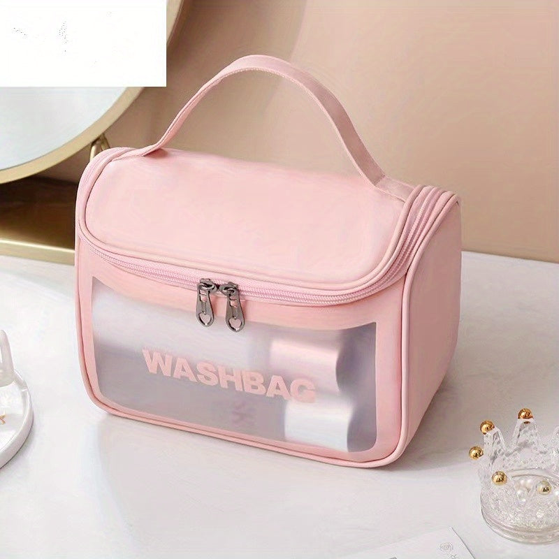 Large PVC Translucent Clamshell Makeup Bag Travel Toiletry Bag