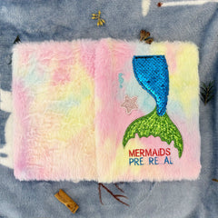 Mermaid Tail Plush Notebook A5 Wide Grid 80 Sheets Soft Furry Cover