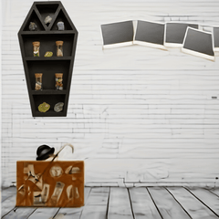 Wooden Gothic Coffin Holder Desk Organizer Storage Rack Wall Mounted