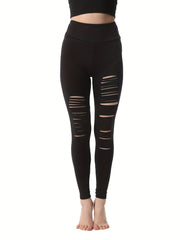High Waist Yoga Pants Ripped Cutout Women