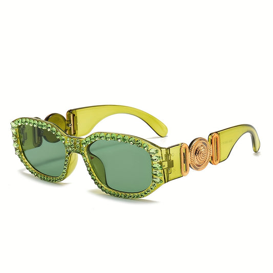 Y2K Retro Square Sunglasses Rhinestone Candy UV400 Shades Decorative Glasses
