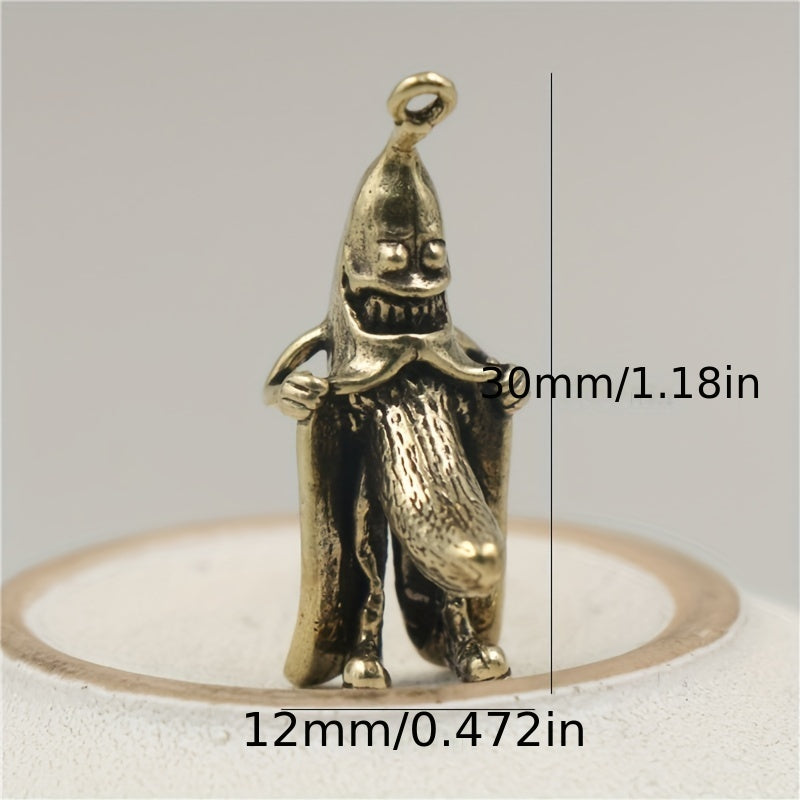 Brass Mini Banana Man Keychain Pendant for Luggage