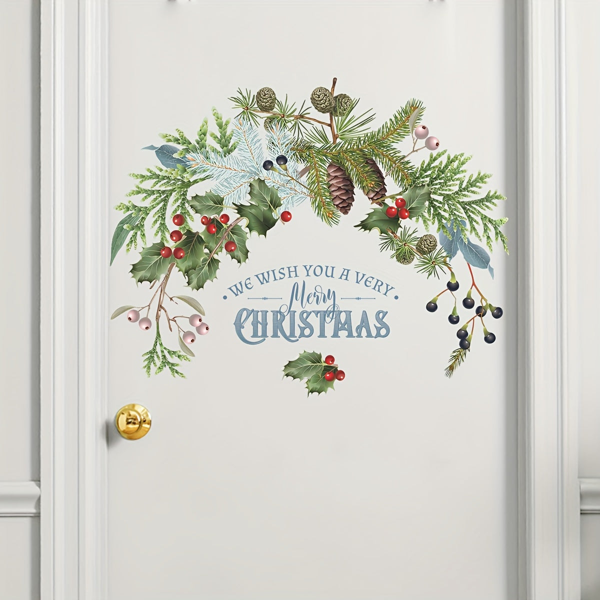 Christmas Wall Stickers Pine Branches Pinecones Decals