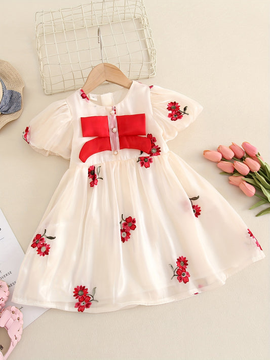 Tulle Dress With Big Bow For Girls