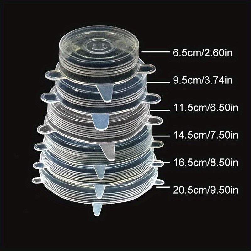 6pcs Silicone Stretch Lids Reusable Food Bowl Covers
