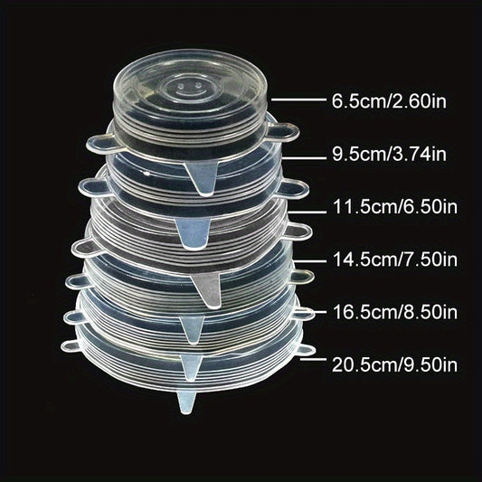 6pcs Silicone Stretch Lids Reusable Food Bowl Covers
