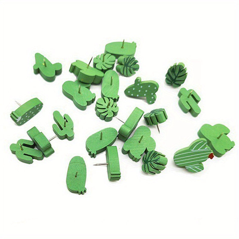 30 Decorative Cactus Push Pins Wooden Cork Board Tacks