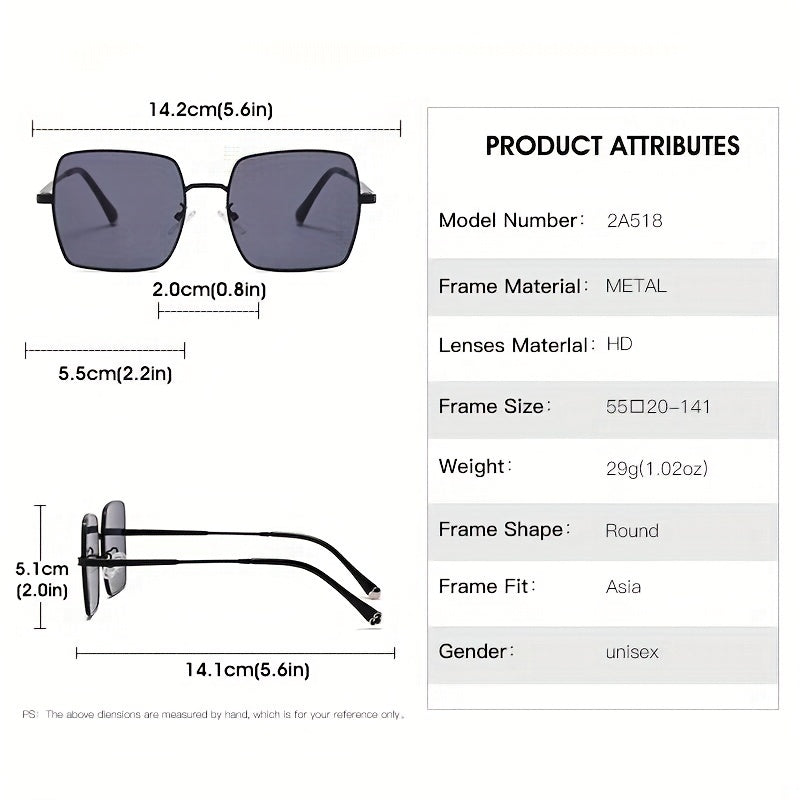 Men's Retro Square Frame Metal Sunglasses for Outdoor Activities