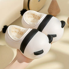 Cartoon Panda Plus Fleece House Shoes For Boys And Girls