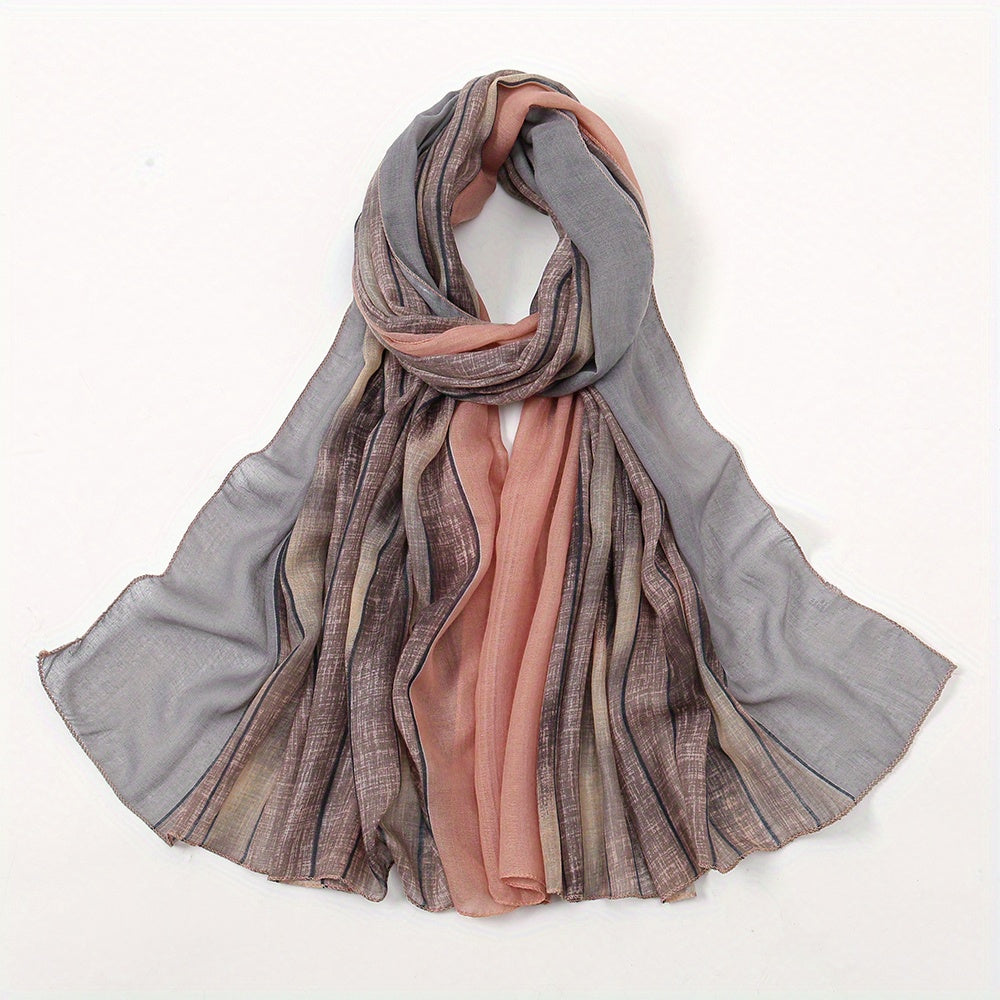 Vintage Gradient Scarf Casual Shawl Breathable Windproof Head Wrap