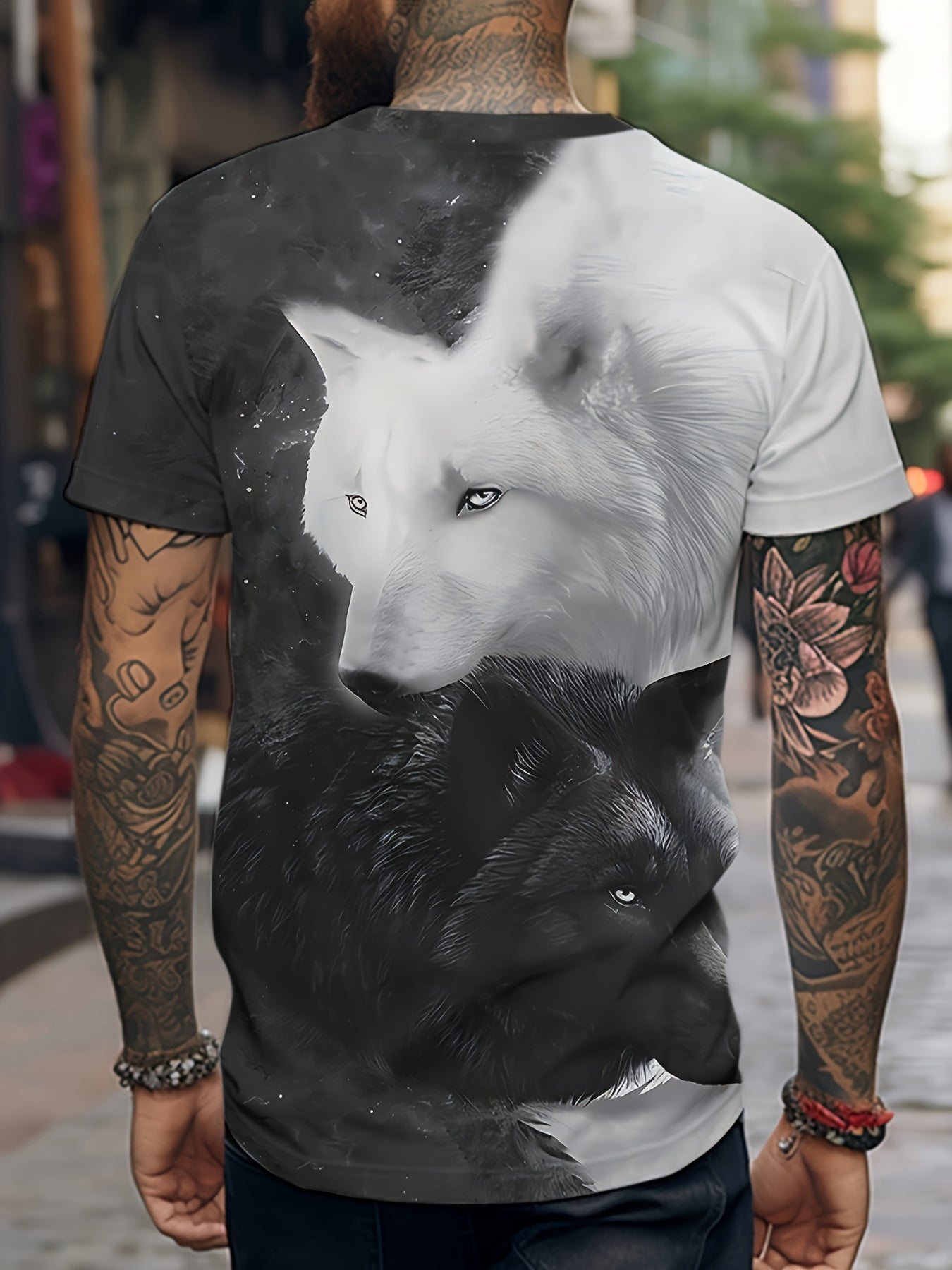 Wolf 3D Digital Pattern Men's Graphic T-shirt Short Sleeve Tops