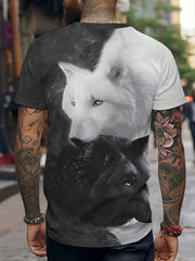 Wolf 3D Digital Pattern Men's Graphic T-shirt Short Sleeve Tops