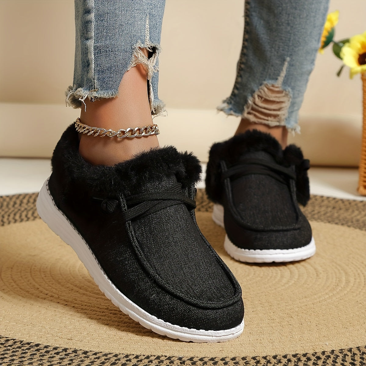 Women's Non-Slip Snow Sneakers Winter Warm Flat Sport Shoes