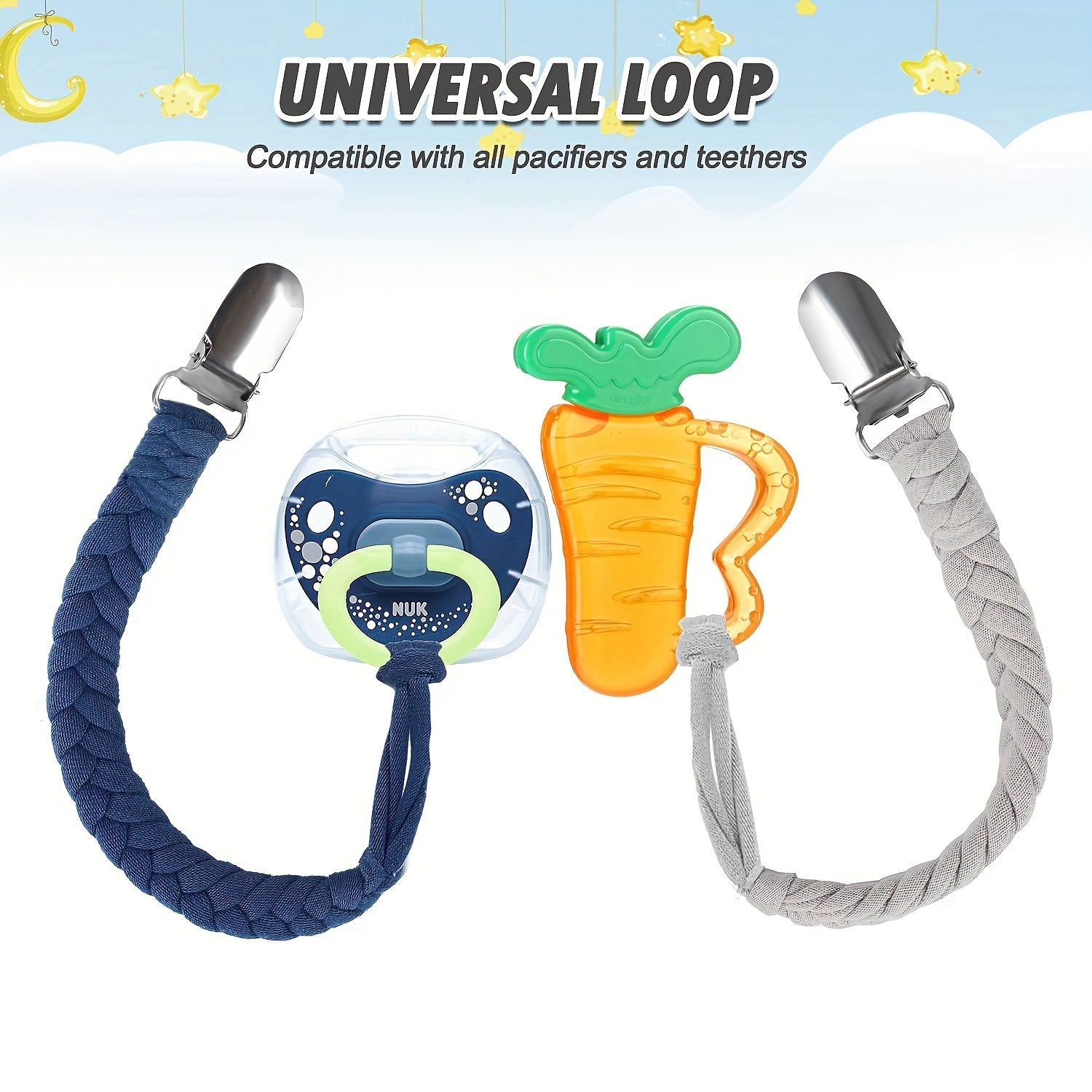 6pcs Unisex Pacifier Clips Braided Holders for Boys & Girls